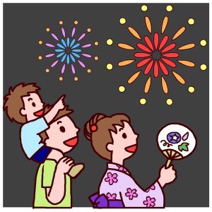 家族で花火鑑賞